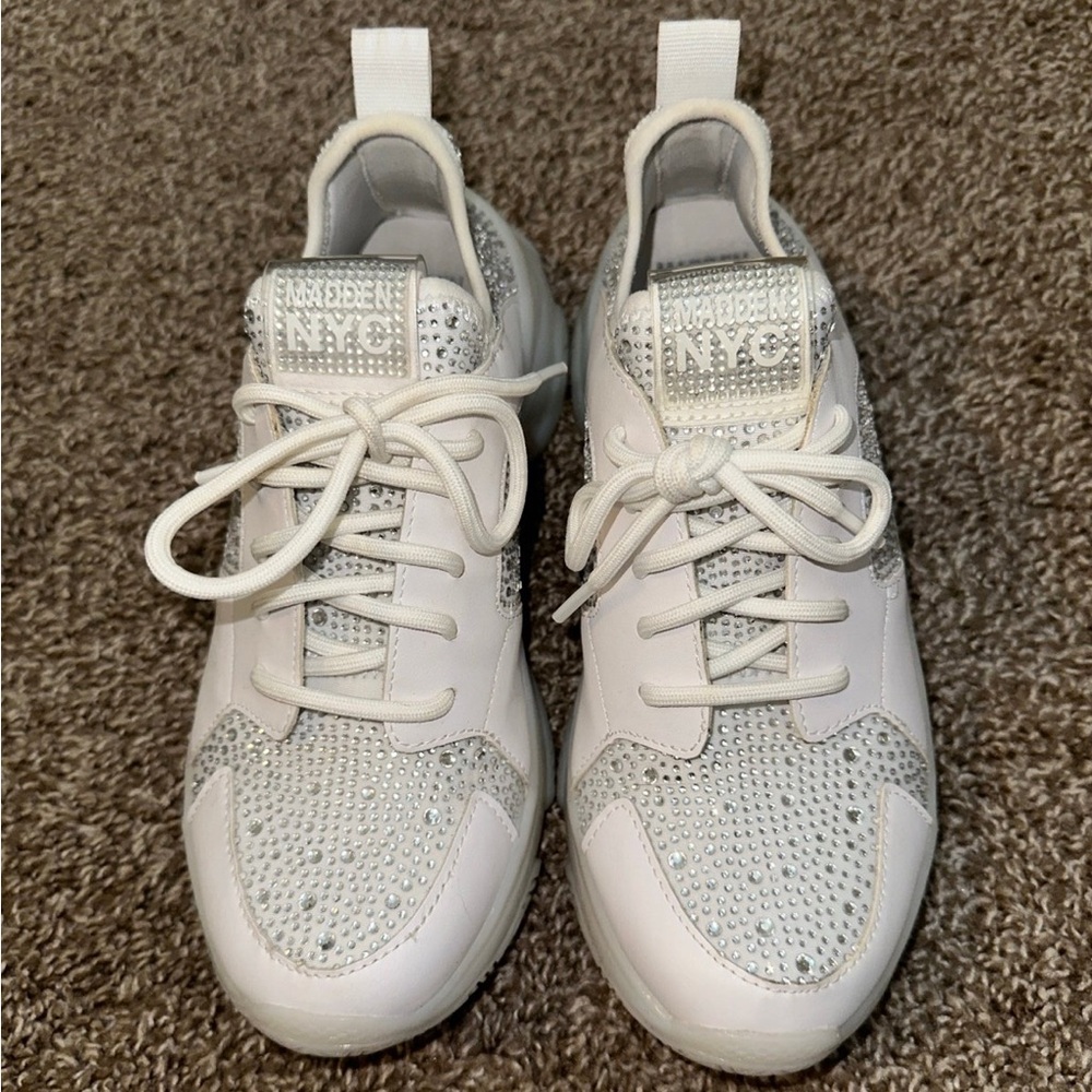 Steve Madden White Sneakers with Sparkling Details